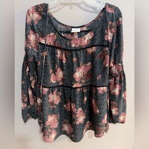 Knox Rose Pink Floral Tunic on Charcoal